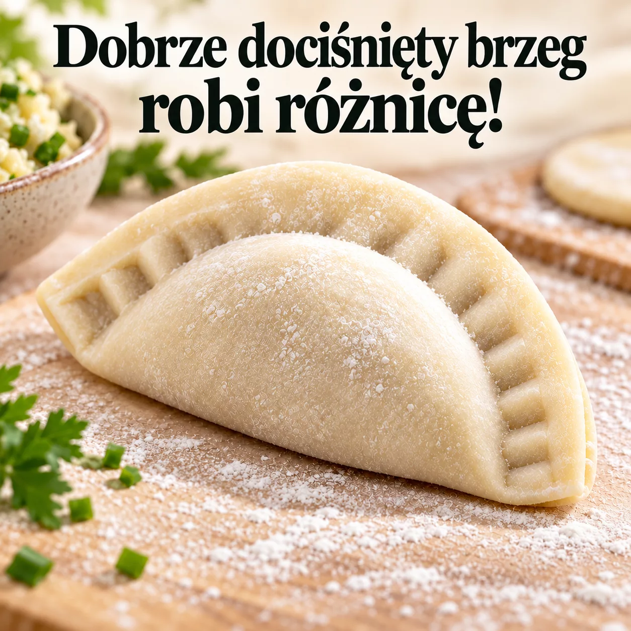 Równo sklejone brzegi pieroga przygotowanego w PieroDuo